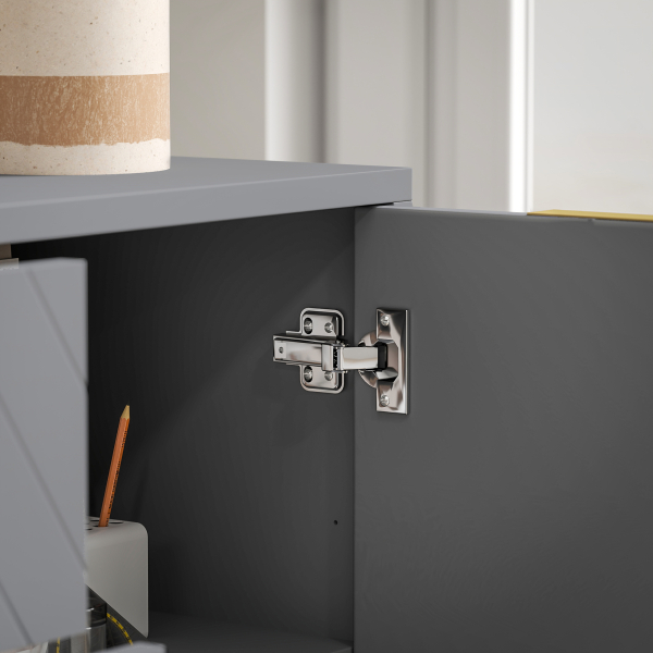 HOMCOM Aparador Auxiliar Armário de Armazenamento com 3 Gavetas e 2 Armários com Prateleira Ajustável 120x40x76 cm Cinza - Image 9