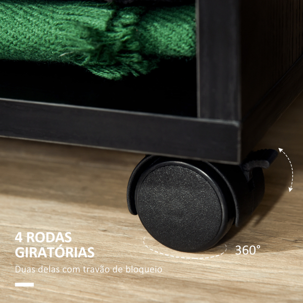 HOMCOM Roupeiro de Madeira Móvel Armário Roupeiro Aberto com Barra para Pendurar e Prateleiras Organizadoras 60x40x128 cm Preto - Image 5