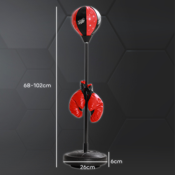 AIYAPLAY Punching Ball para Crianças Kit de Boxe para Crianças com Luvas de Boxe Altura Ajustável 68-102 cm e Base Preenchível Vermelho - Image 3