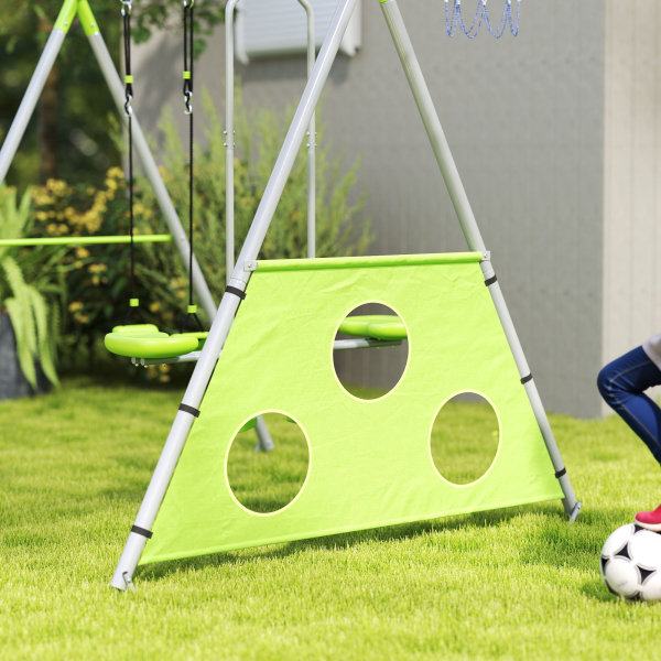 AIYAPLAY Baloiços para Crianças 4 em 1 Baloiços Jardim Exterior com Baloiço Planador Baliza de Futbol e Aro de Basquetebol Verde - Image 8