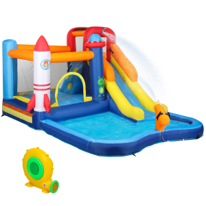 AIYAPLAY Castelo Insuflável com Insuflador 5 em 1 com Escorrega Piscina  Parede de Escalada e Canhão de Água 360x250x195 cm Multicor