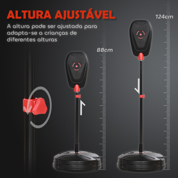 AIYAPLAY Punching Ball para Crianças acima de 5 anos Kit de Boxe com Luvas de Boxe Altura Ajustável 88-124 cm e Base Preenchível Preto - Image 4