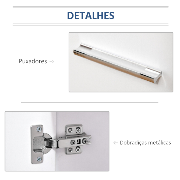 HOMCOM Armário de Armazenamento Moderno Móvel para Armazenamento com Rodas Armário e Prateleiras 60x35x65cm Branco - Image 6