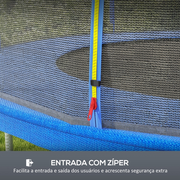 SPORTNOW Rede de Segurança para Trampolim Ø305 cm para Exterior e Porta com Fecho de Correr para 6 Postes Azul - Image 5