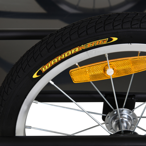 PawHut Reboque de bicicleta dobrável para carregamento de bagagem de 40kg com estrutura de aço leve e refletores 139x71,5x49 cm Preto - Image 8