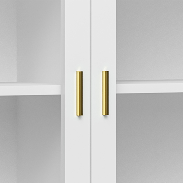 HOMCOM Aparador de Sala de Estar com 2 Portas de Vidro 3 Gavetas e Pés de Madeira de Borracha 160x40x80 cm Branco e Madeira - Image 9