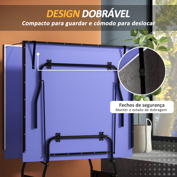 SPORTNOW Mesa de Ping Pong Dobrável Profissional com Rodas Inclui 2 Raquetes e 3 Bolas para Interior 274x152,5x76 cm Azul - Image 5