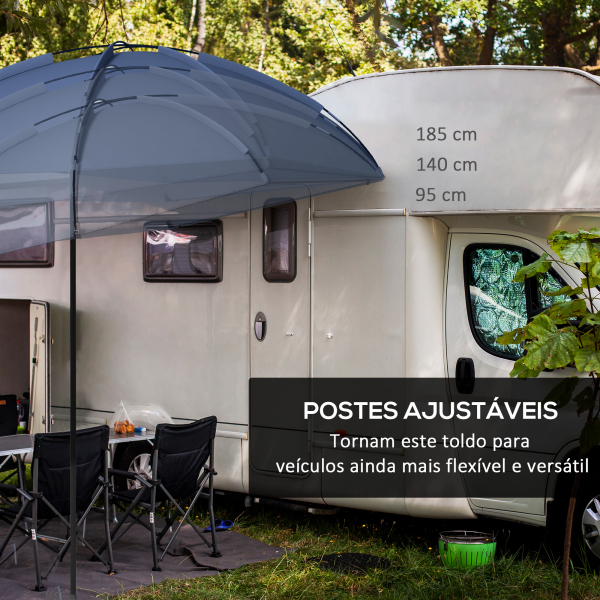 Outsunny Toldo para Carro Abrigo para Campismo com Altura Ajustável e Bolsa de Transporte Impermeável Anti-UV 290x278x230-260 cm Azul Marrinho - Image 6