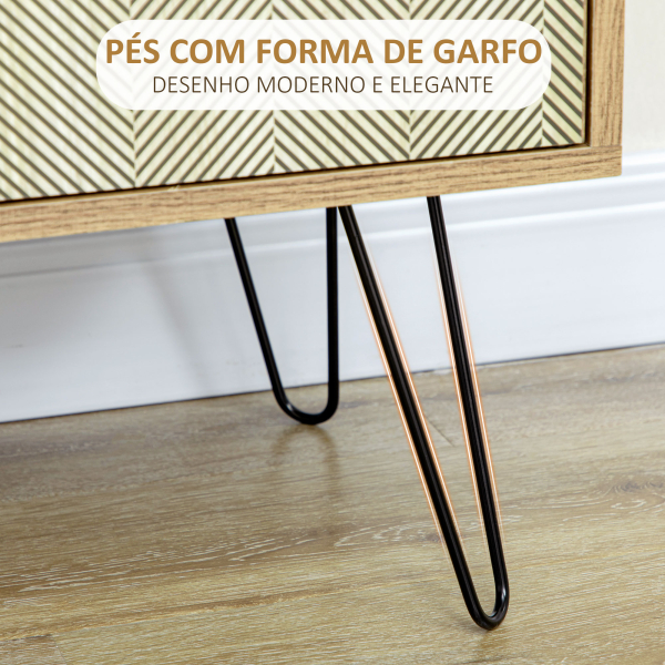 HOMCOM Cómoda de Madeira com 4 Gavetas Prateleira Ajustável e Pés de Metal para Sala de Estar Dormitório 79x39x86cm Marrom - Image 7