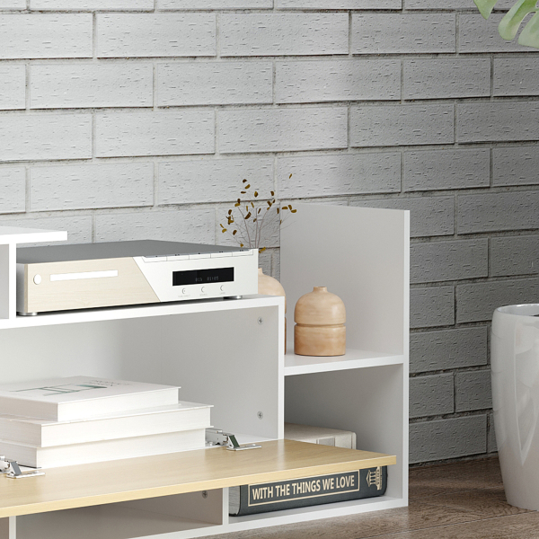 HOMCOM Móvel de TV Moderno Móvel para Televisores 153,6x25x42cm e Prateleira de Parede 150x14,5x16,3cm Branco e Madeira - Image 9