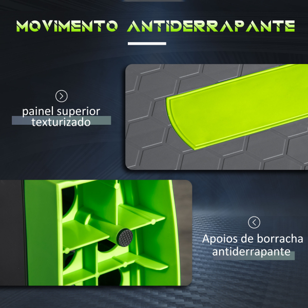 HOMCOM Plataforma Step Fitness com Altura Ajustável de 10/15/20cm Plataforma de Exercício 78x28x20cm Verde e Cinza - Image 6