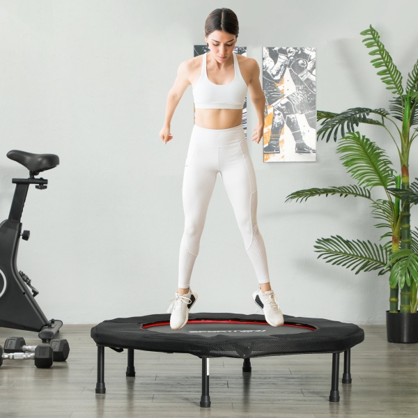 SPORTNOW Trampolim Fitness Ø102 cm Trampolim Fitness Dobrável com Estrutura de Aço Antiderrapante Ø102x22 cm Vermelho - Image 2