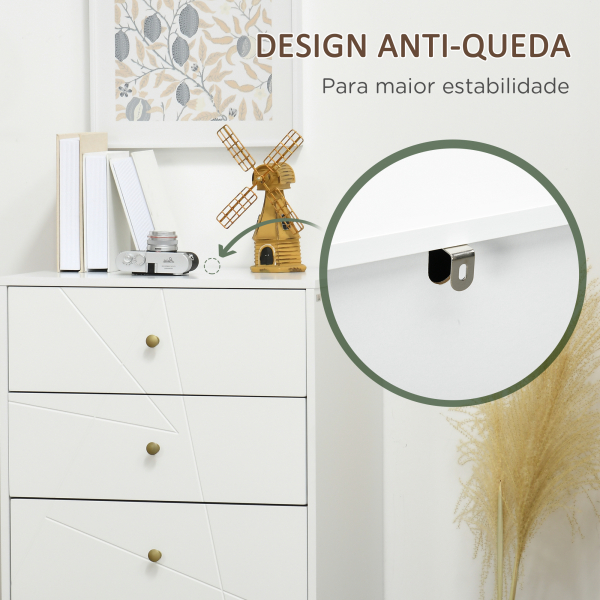 HOMCOM Cómoda de Quarto Moderna Cómoda de Madeira com 4 Gavetas e Pés Metálicos para Sala Escritório 60x40x100 cm Branco - Image 6