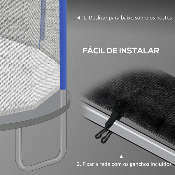 SPORTNOW Rede de Segurança para Trampolim Ø305 cm para Exterior e Porta com Fecho de Correr para 6 Postes Azul - Image 6