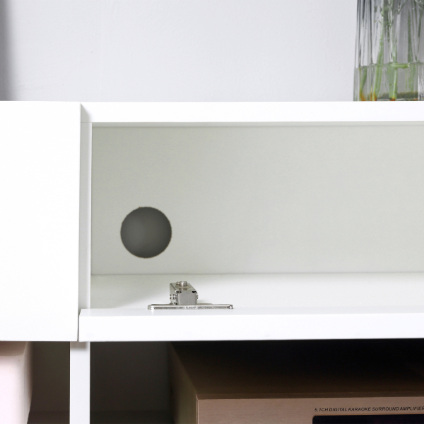 HOMCOM Móvel de TV de Parede com 2 Compartimentos e 2 Armários com  para Televisores de 60 Polegadas 140x32x31 cm Branco - Image 9