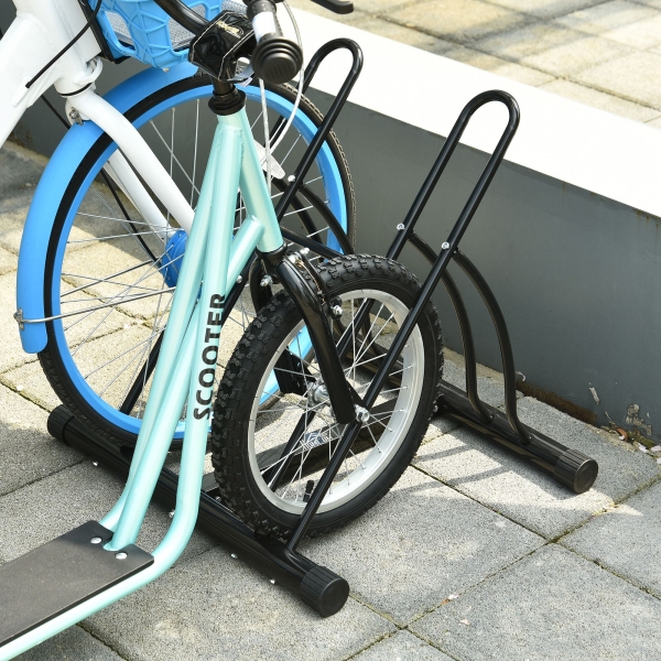 HOMCOM Suporte de Estacionamento Cruzado para 2 Bicicletas Aço Portátil 60x54x57 cm Preto - Image 8