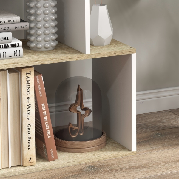 HOMCOM Estante para Livros Estilo Nórdico Estante com 5 Prateleiras Anti-Tombo Carga 25 kg 70x29,5x163 cm Branco e Madeira - Image 8
