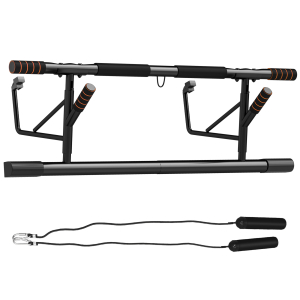 SPORTNOW Barra de Elevação Multifuncional Barra de Elevação de Parede com Bandas Elásticos de Resistência 100x50x27 cm Preto e Laranja