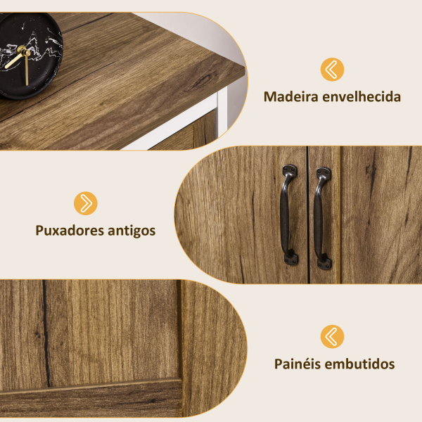 HOMCOM Aparador para Sala de Estar com Gaveta 2 Portas e Prateleira Ajustável 78,5x39x89,4 cm Marrom e Branco - Image 6