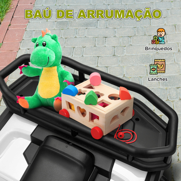 AIYAPLAY Quadriciclo Elétrico para Criança 12V Faróis Música MP3 Velocidade Ajustável e Cesta de Arrumação 88x50x57,5 cm  Verde - Image 5