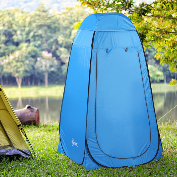 Outsunny Tenda de acampamento multifuncional leve dobrável e estável à prova d'água com sistema POP-UP 120x120x190 cm Azul - Image 2