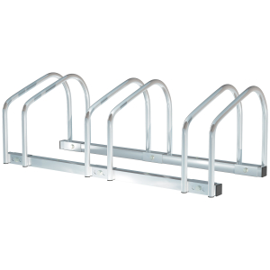 HOMCOM Estacionamento para 3 Bicicletas Suporte de Aço para Estacionar Bicicletas no Chão para Interior e Exterior 76x33x27cm Prata