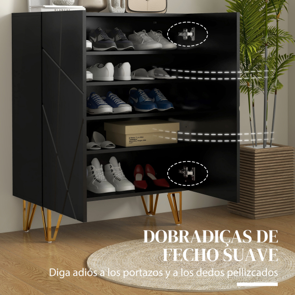HOMCOM Móvel Sapateira de Entrada Armário Sapateira com Prateleiras Ajustáveis para 15-20 Pares de Sapatos 72x31,5x95 cm Preto - Image 5