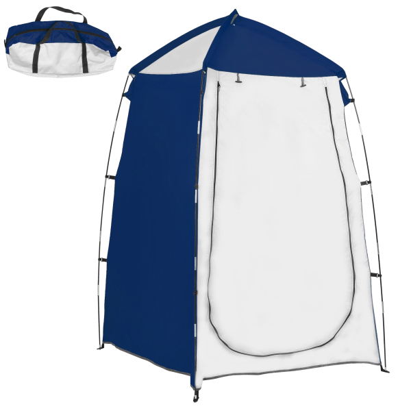 Outsunny Tenda de Duche Campismo Portátil UV+25 Tenda para Casa de Banho Trocador com Janela e Bolsa de Transporte 123x121x98cm Azul