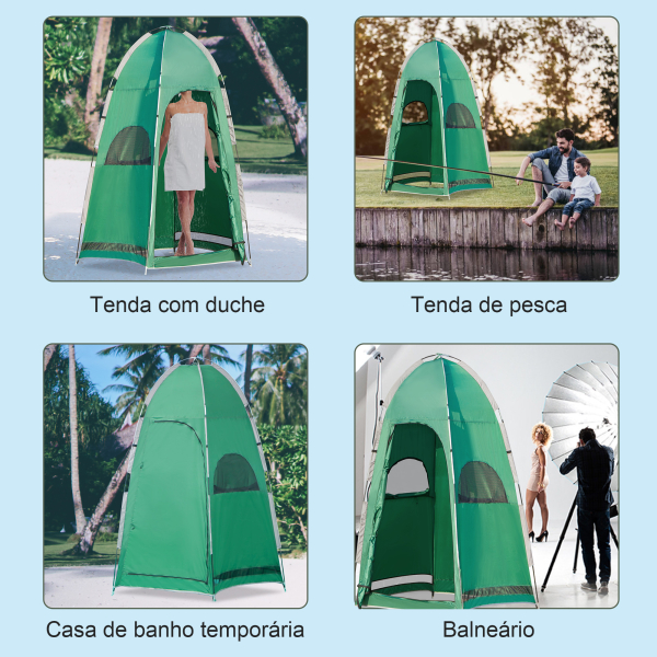 Outsunny Tenda de Duche Portátil Tenda de Privacidade Emergente 122x122x213 cm UPF30+ Trocador para Campismo Sanita Verde - Image 7