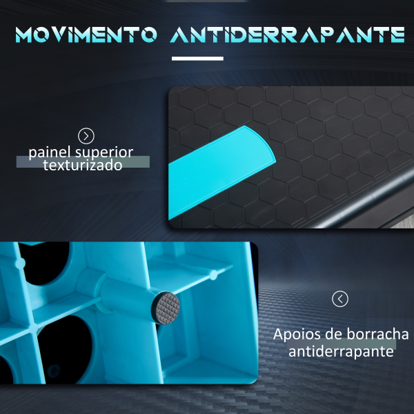 HOMCOM Plataforma Step Fitness com Altura Ajustável de 10/15/20 cm Plataforma de Exercício 78x28x20 cm Azul e Preto - Image 6