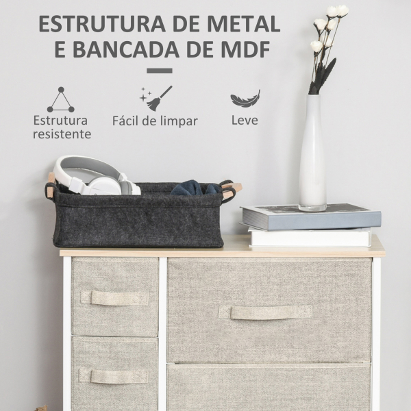 HOMCOM Cómoda com 7 Gavetas de Tecido Cómoda de Armazenamento Multifuncional para Dormitório Sala de Estar Corredor 63,5x30x71cm Cinza - Image 6