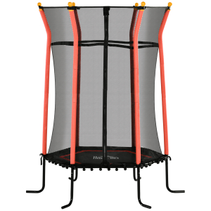 HOMCOM Trampolim para Crianças com Rede de Segurança e Estrutura de Aço para Interiores e Exteriores Carga 50kg Ø163,5x190 cm Vermelho