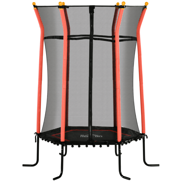 HOMCOM Trampolim para Crianças com Rede de Segurança e Estrutura de Aço para Interiores e Exteriores Carga 50kg Ø163,5x190 cm Vermelho