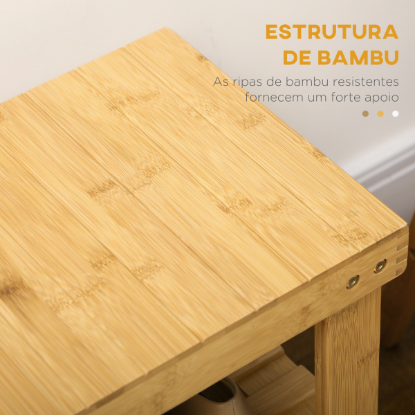 HOMCOM Banco Sapateira de Bambu Organizador de Sapatos com 2 Prateleiras para 6-9 Pares de Sapatos 70x28x45 cm Madeira - Image 7