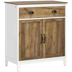 HOMCOM Aparador para Sala de Estar com Gaveta 2 Portas e Prateleira Ajustável 78,5x39x89,4 cm Marrom e Branco