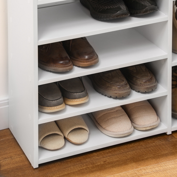 HOMCOM Sapateira de Madeira Móvel para Sapatos com 11 Prateleiras Abertas para 18 Pares de Sapatos 80x27x112 cm Branco - Image 9