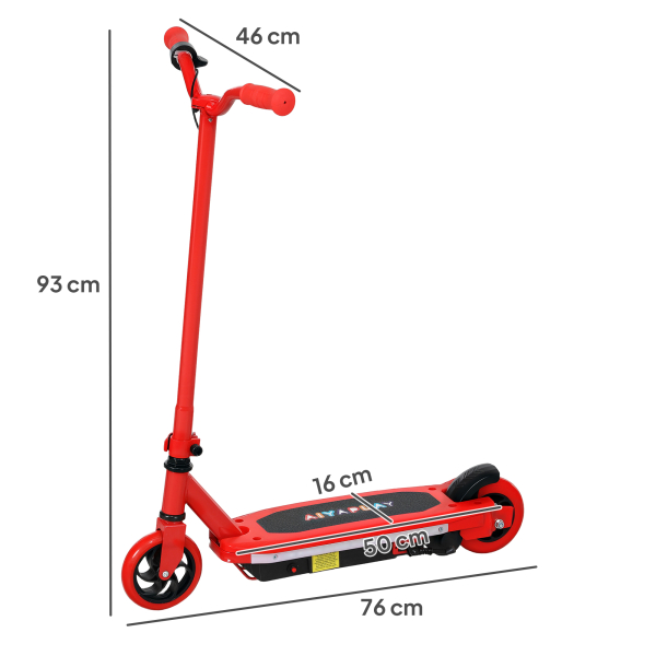 AIYAPLAY Trotinete Elétrica para Crianças Máx. 10 km/h Motor 80 W Autonomia Máxima 8 km Trotinete com Luzes LED Travão Traseiro 76x46x93 cm Vermelho - Image 3