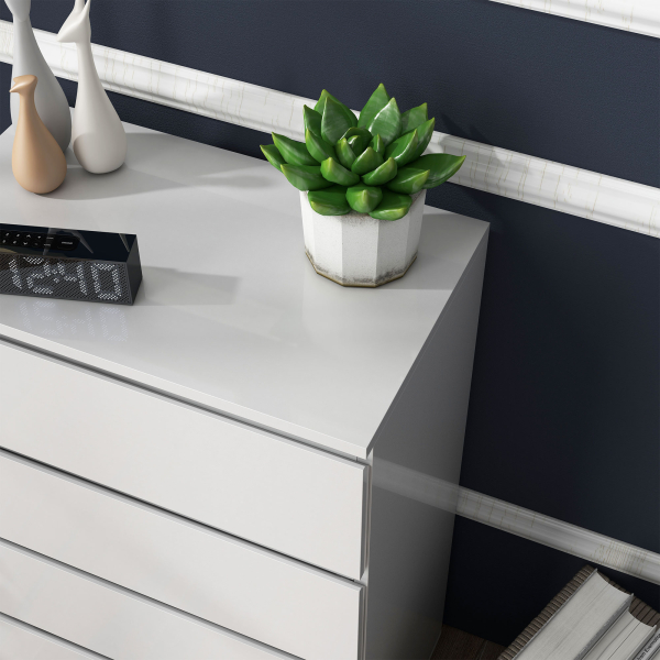 HOMCOM Cómoda com 5 Gavetas de Madeira Cómoda de Dormitório Cómoda Branca para Sala de Estar Estilo Moderno 55x33x100 cm Branco - Image 9