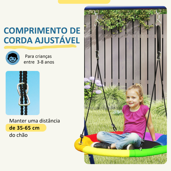 AIYAPLAY Baloiços para Crianças 6 em 1 com Baloiço Ninho Corda com Disco Rede para Escalar Escada e Aro de Basquetebol 350x183x200 cm Multicor - Image 5