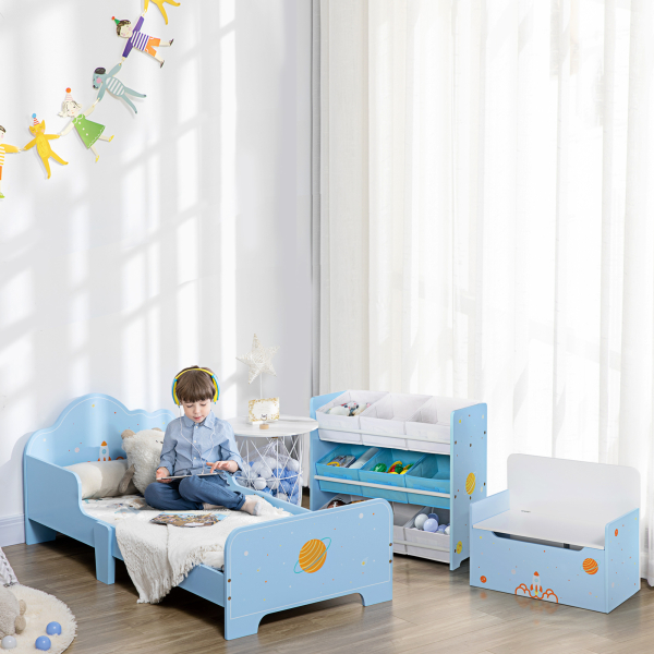 ZONEKIZ Estante para Brinquedos com 9 Caixas de Tecido não Tecido Amovíveis Organizador de Brinquedos 63x30x60 cm Azul - Image 8
