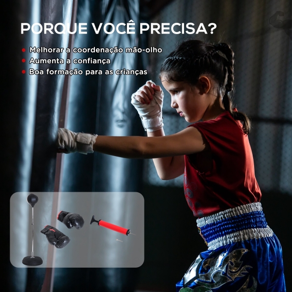 HOMCOM Saco de Boxe de Pé Punching Ball com Altura Ajustável em 4 Níveis 126-144 cm Base Preenchível e Luvas de Boxe para Adultos e Adolescentes Preto - Image 5