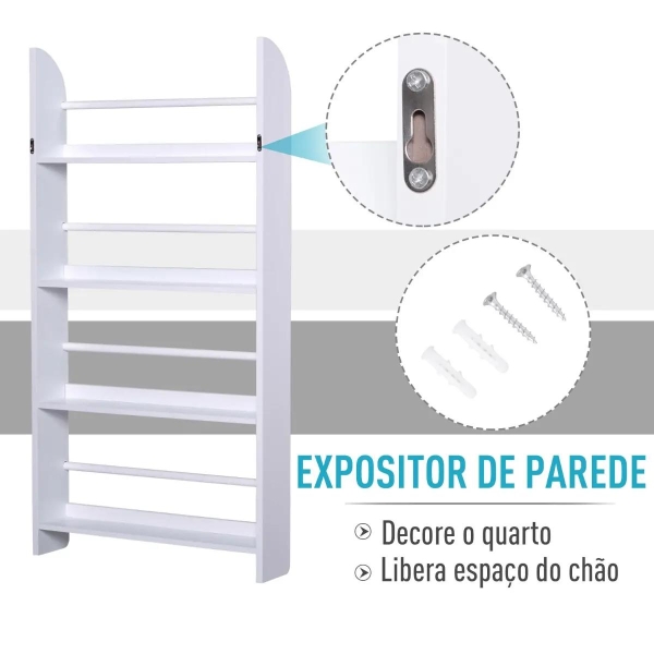 HOMCOM Estante de Parede para Livros com 4 Prateleiras Estante de Livros para Escritório Dormitório Entrada Carga Máxima 30 kg 56x12x113 cm Branco - Image 5