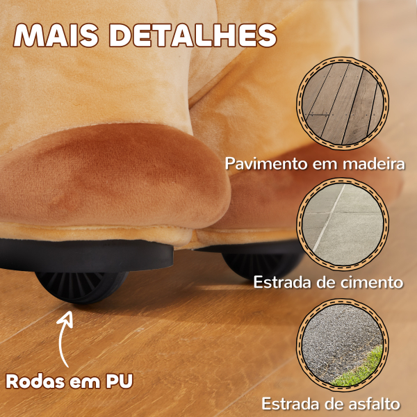 AIYAPLAY Cavalo Elétrico para Crianças de 18 a 36 Meses Cavalo de Brincar Elétrico com Bateria 6V e Música 69x34x53 cm Marrom - Image 7