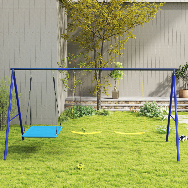 AIYAPLAY Conjunto de Baloiços para Crianças com 2 Baloiços Simples e 1 Baloiço Plataforma 365x180x184 cm Multicor - Image 7