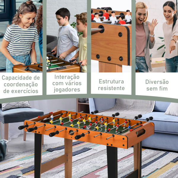 HOMCOM Mesa de matraquilhos com 22 jogadores incluídos 84,5x40x61,2 cm Cor Madeira e Preto - Image 6
