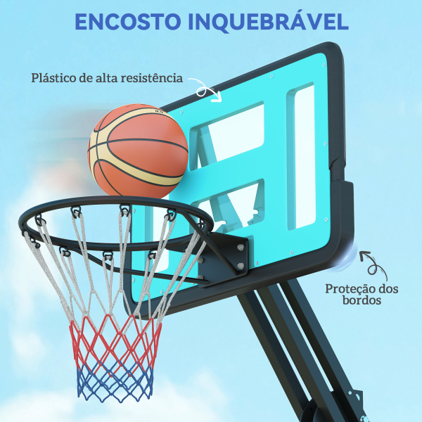 SPORTNOW Tabela de Basquetebol Ajustável de 146-236 cm Portátil com Rodas e Base Preenchível com Água ou Areia 71x45x146-236 cm Preto - Image 7