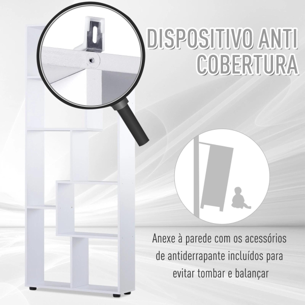 HOMCOM Estante Vertical Multifuncional com 8 Prateleiras Largas 70x24x178cm Branco - Image 6