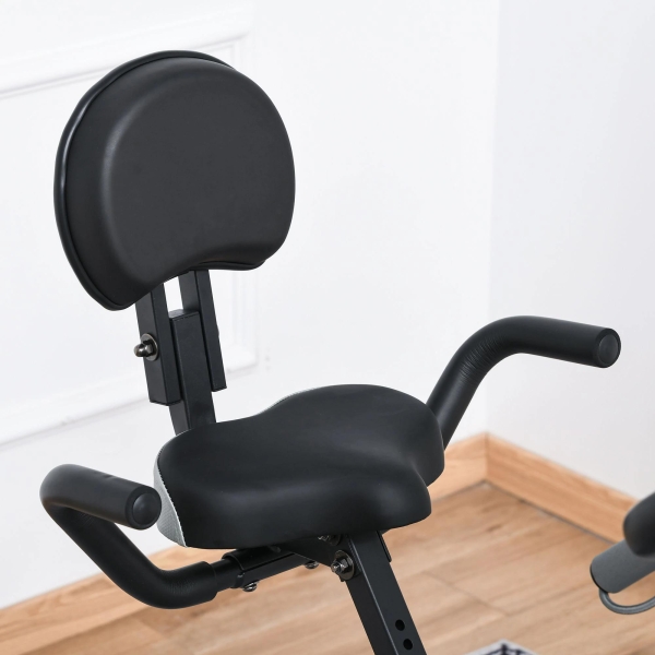 HOMCOM Bicicleta Estática Dobrável com Volante de Inércia de 1,5kg Sensor de Pulso Tela LCD Resistência Ajustável em 8 Níveis e Assento Regulável 107x53x107cm Preto - Image 8