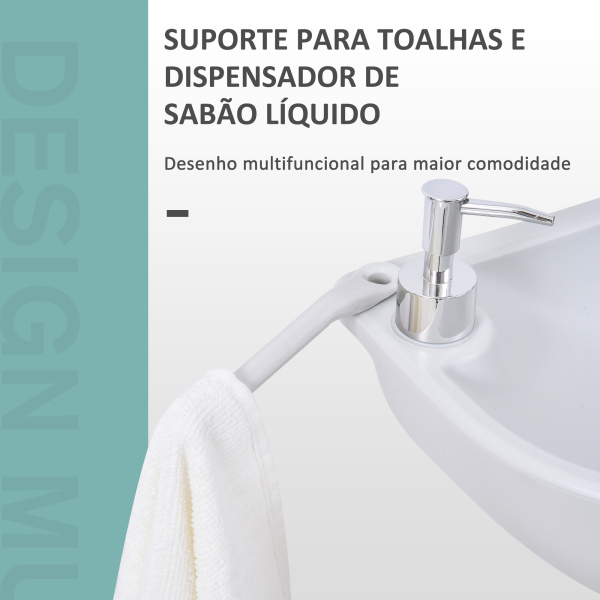 Outsunny Lavatório Portátil para Campismo com Depósito de Água de 17L Dispensador de Sabão e 2 Rodas 51x33,5x103 cm Cinza Claro - Image 6