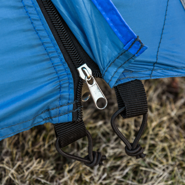 Outsunny Tenda de Campismo para 4 Pessoas Tenda de Campismo com Janelas 2 Bolsos e Bolsa de Transporte 300x250x130 cm Cinza e Azul - Image 9